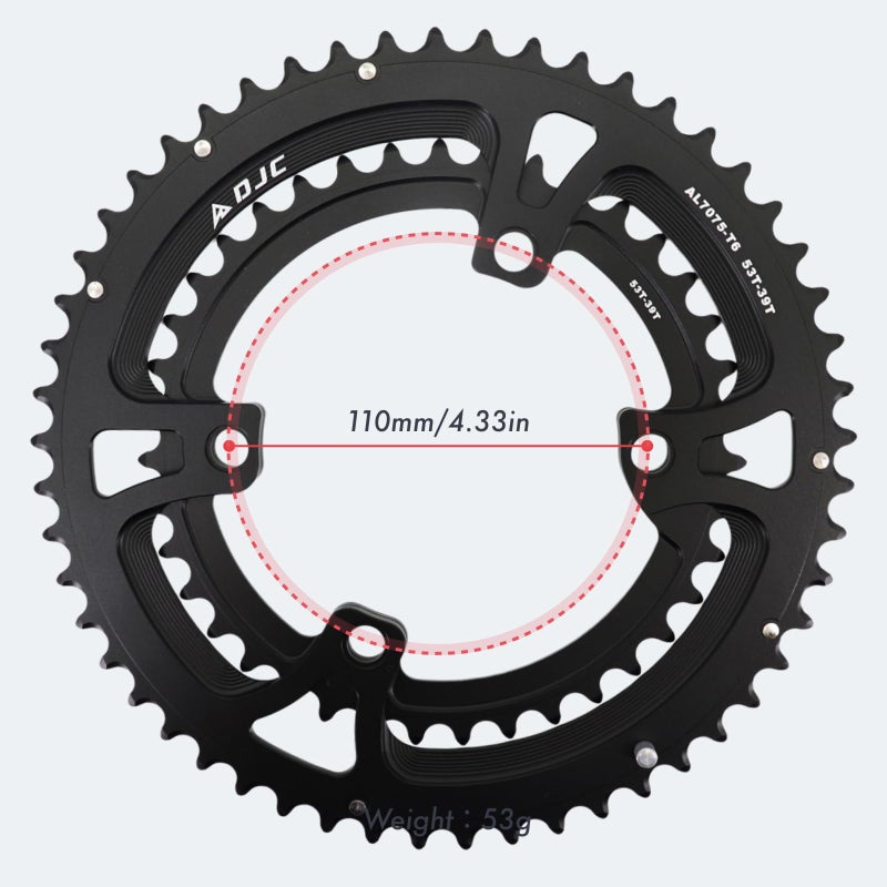 DJC Components DJC Road Bike Chainring 110BCD 4 Arms Round 2X Chainring Double 52t 36t for Shimano 4700 5800 6800 9000 R7000 R8000 R9100 (Round 50-34T) - Image 2